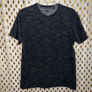 Lee dark heather gray Henley button top short sleeve size M